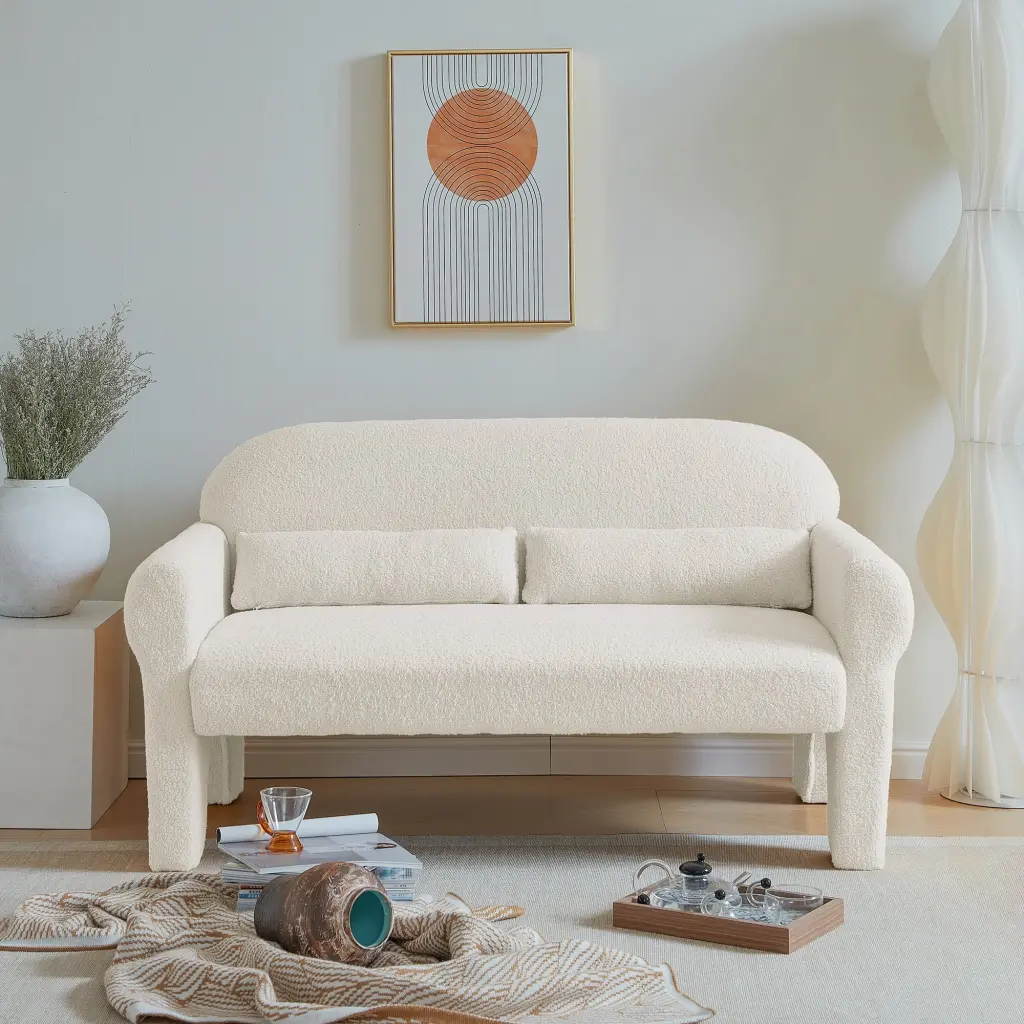 Modern Boucle Loveseat Living Room Video Demonstration DeeHome