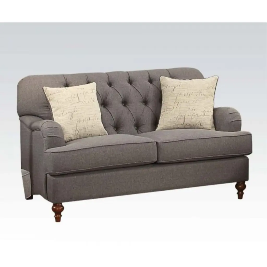 Ergode Loveseat w 2 Pillows Dark Gray Fabric Modern Living Room Furniture