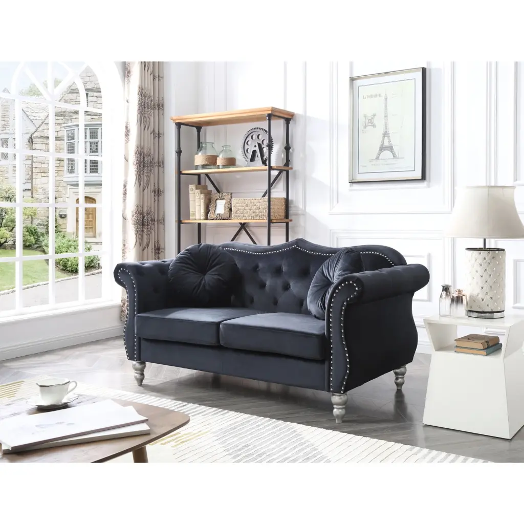 Homestock Suburban Soiree Loveseat Black Stylish Home Decor