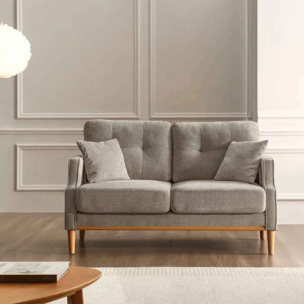 Living Space Sofa 2-Seater Loveseat Waterproof Fabric Cream and USB Charge JUSTSHIK