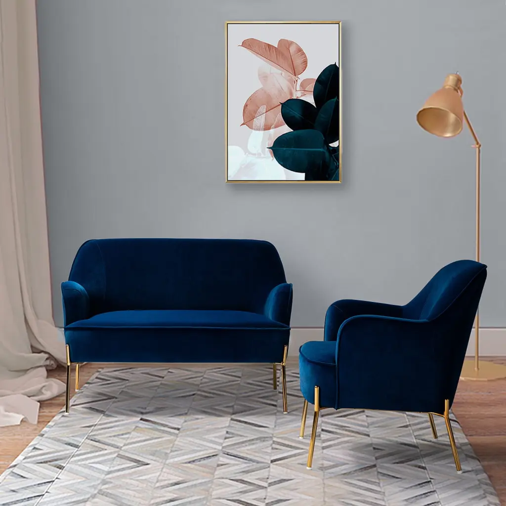LANTRO JS Semele Loveseat Sofa Piped Edges Design