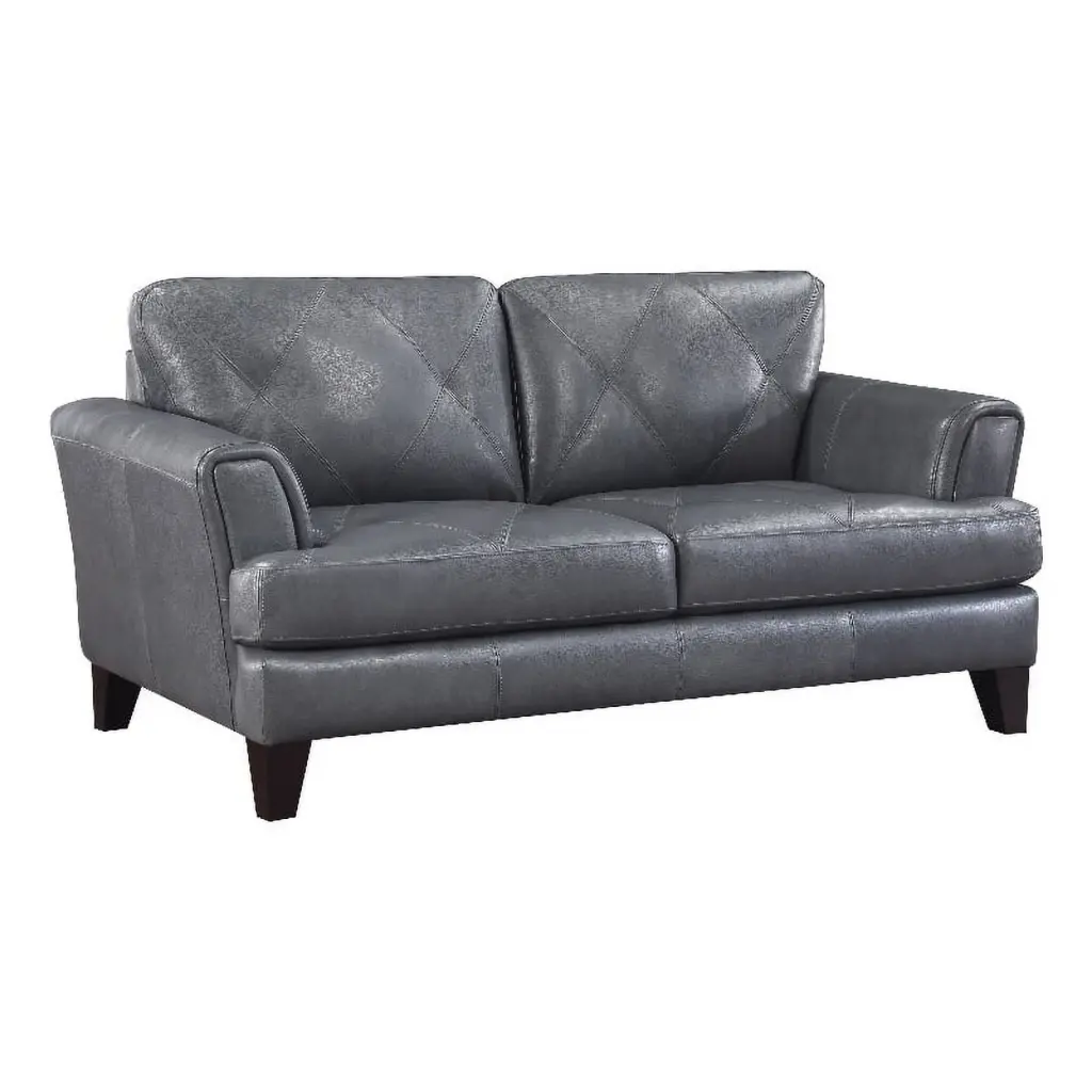 Lexicon Thierry 19 Modern Plywood and Leather Loveseat Gray Contemporary Living Room Furniture