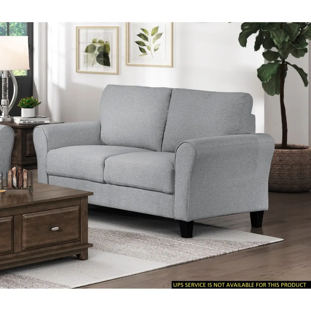 Miekor Modern Loveseat Dark Gray Textured Fabric Upholstered Rounded Arms