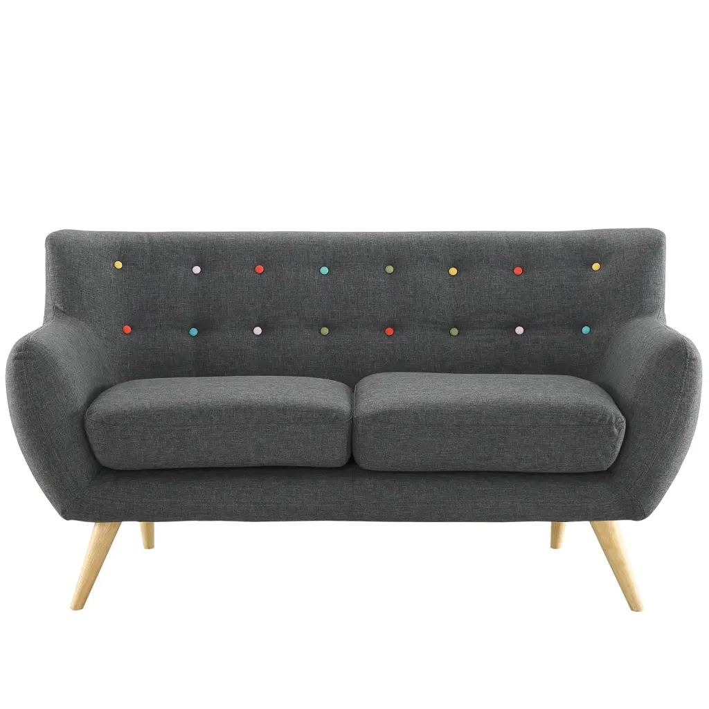 Modern Contemporary Loveseat Grey Fabric Stylish Living Room