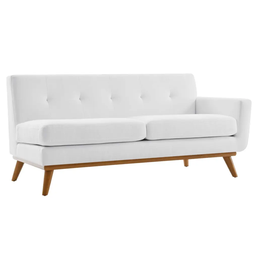 Modern Contemporary Urban Design Fabric Loveseat Sofa White Living Lounge Room or Hotel Lobby