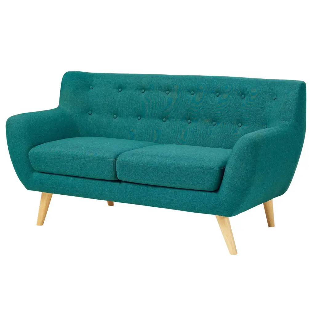 Modern Contemporary Urban Design Living Room Lounge Club Lobby Loveseat Sofa Aqua Blue Fabric