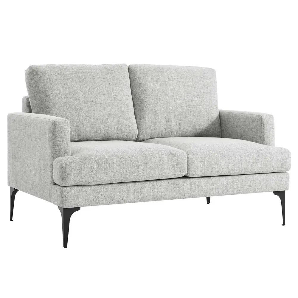 Modway Evermore Metal and Upholstered Fabric Loveseat Light Gray