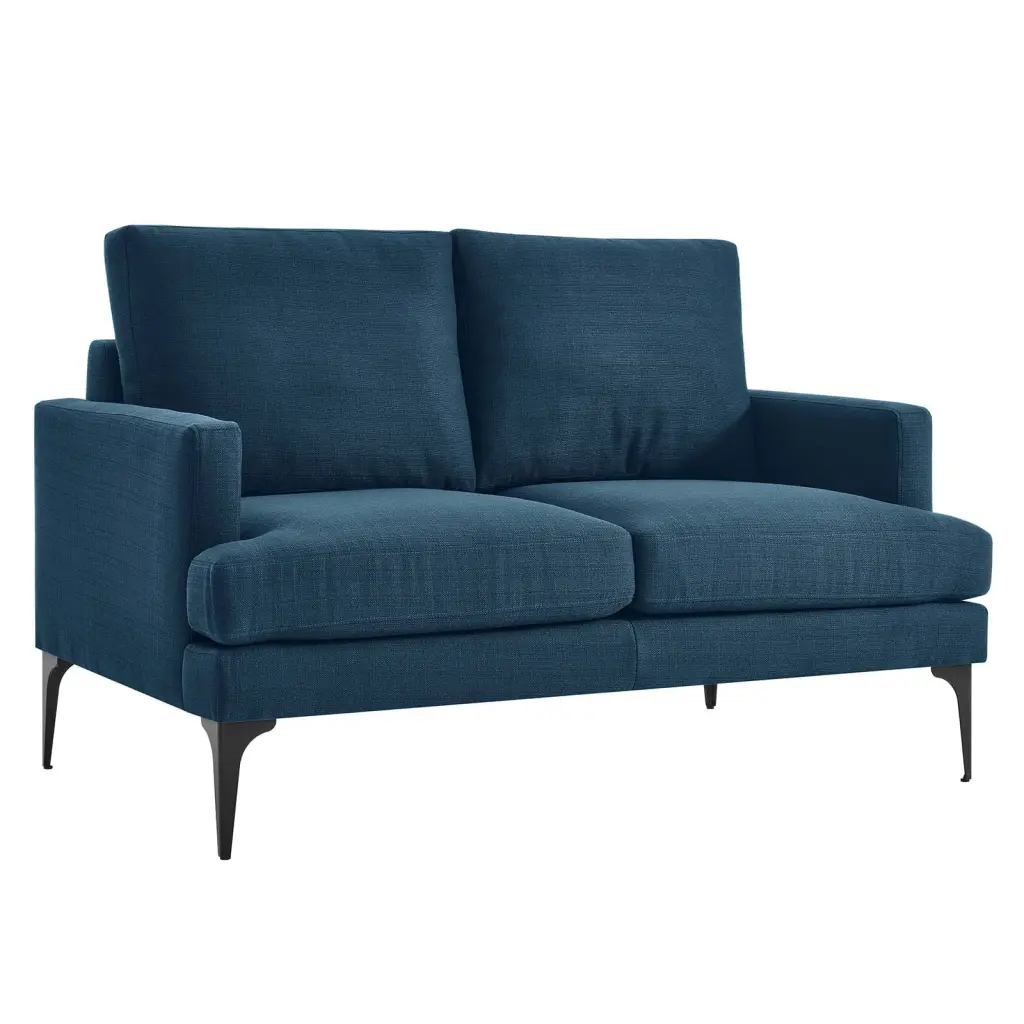 Modway Evermore Metal and Upholstered Fabric Loveseat Azure Blue
