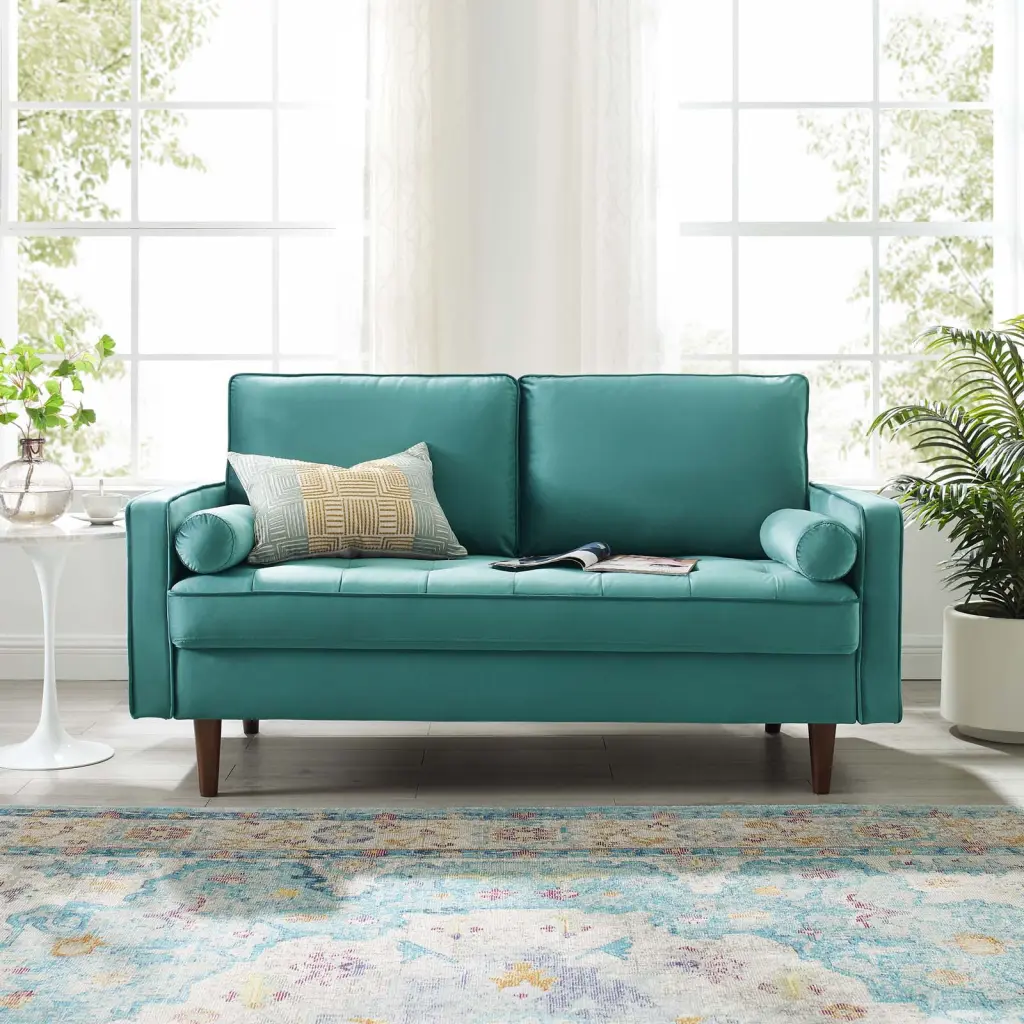 Modway Valour Performance Velvet Loveseat Teal