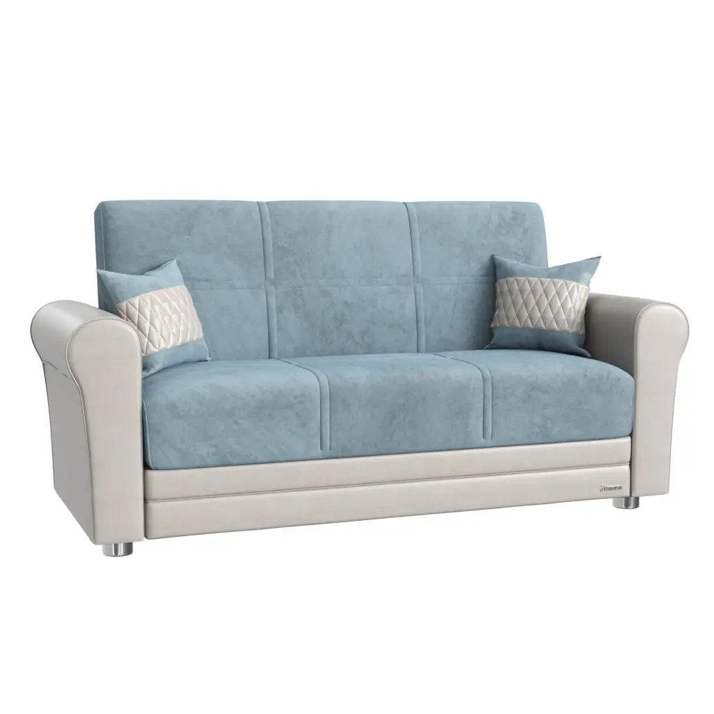 Avalon New Loveseat Sky Blue - Modern Living Room Sofa Ottomanson