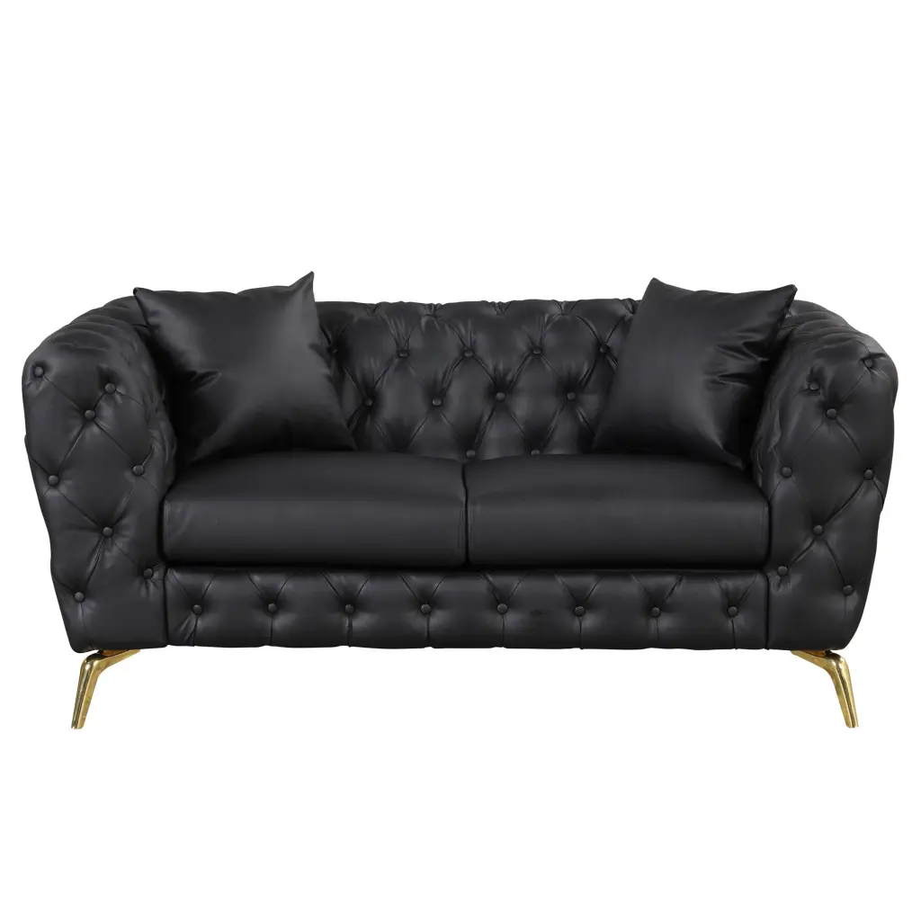 65.5 Modern Sofa Couch PU Upholstered Loveseat Sturdy Metal Legs - Button Tufted Back Living Room unknown