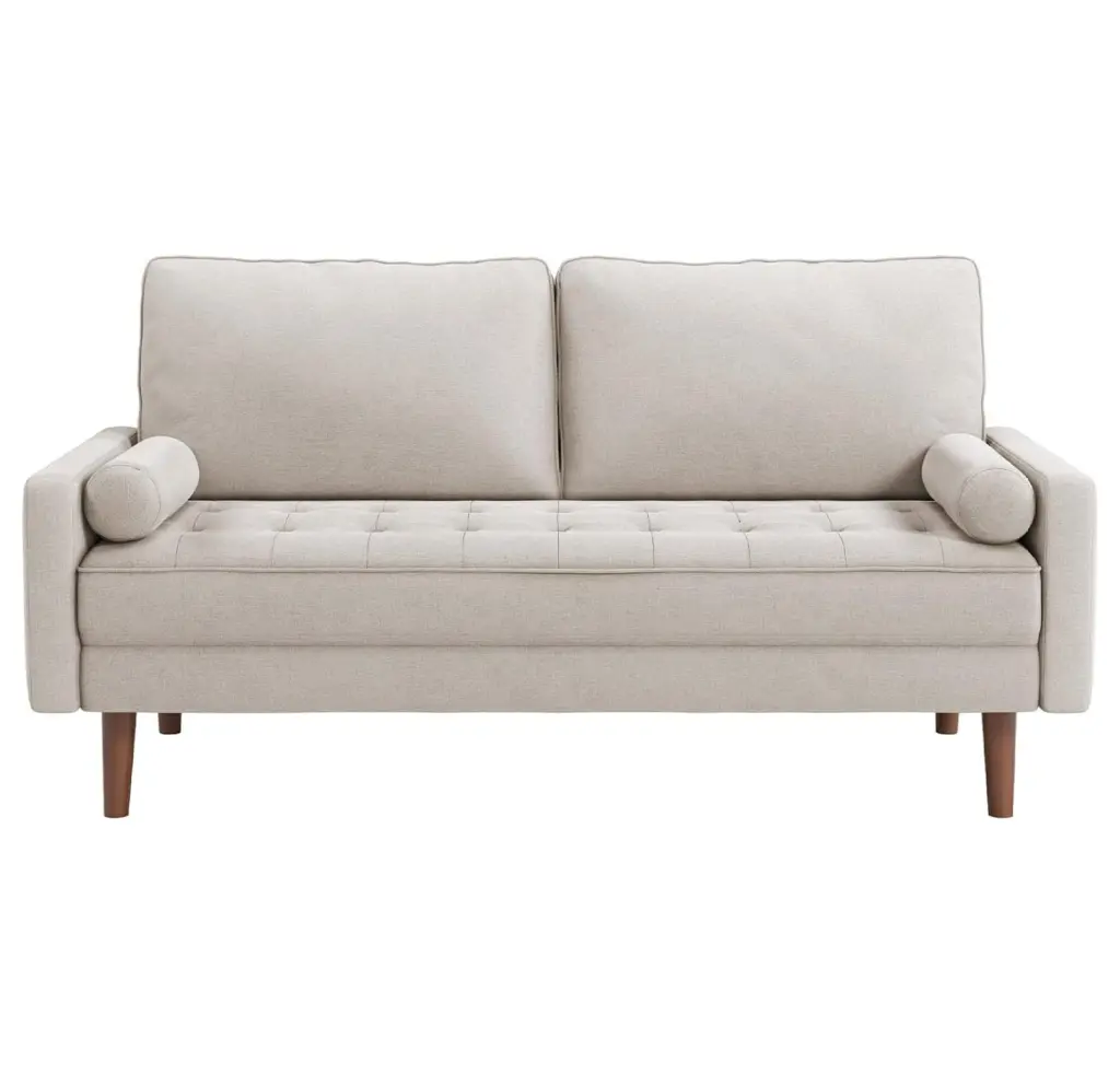 Werqueid 68 Inch Fabric Loveseat Sofa Modern Couches Tufted Cushion Ash Beige