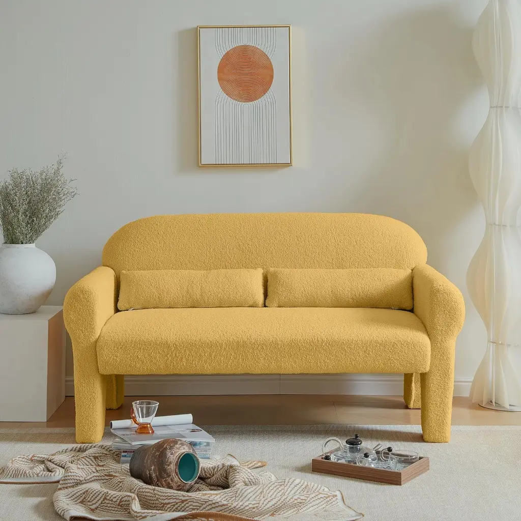 Modern Loveseat Living Room Sofas Light Yellow - 56.30 Inches YUNTIE