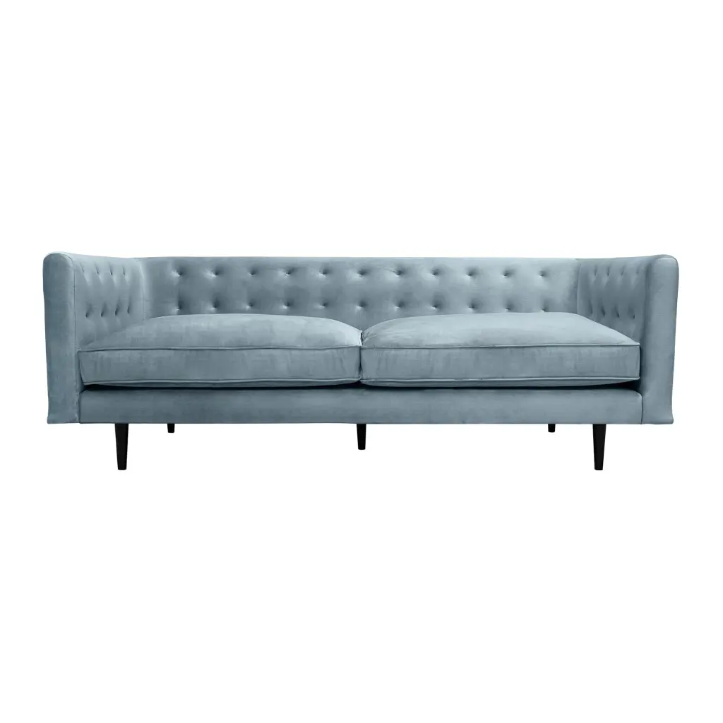 Armen Living Annabelle 80 Velvet Wood Sofa Bluestone and Black Modern