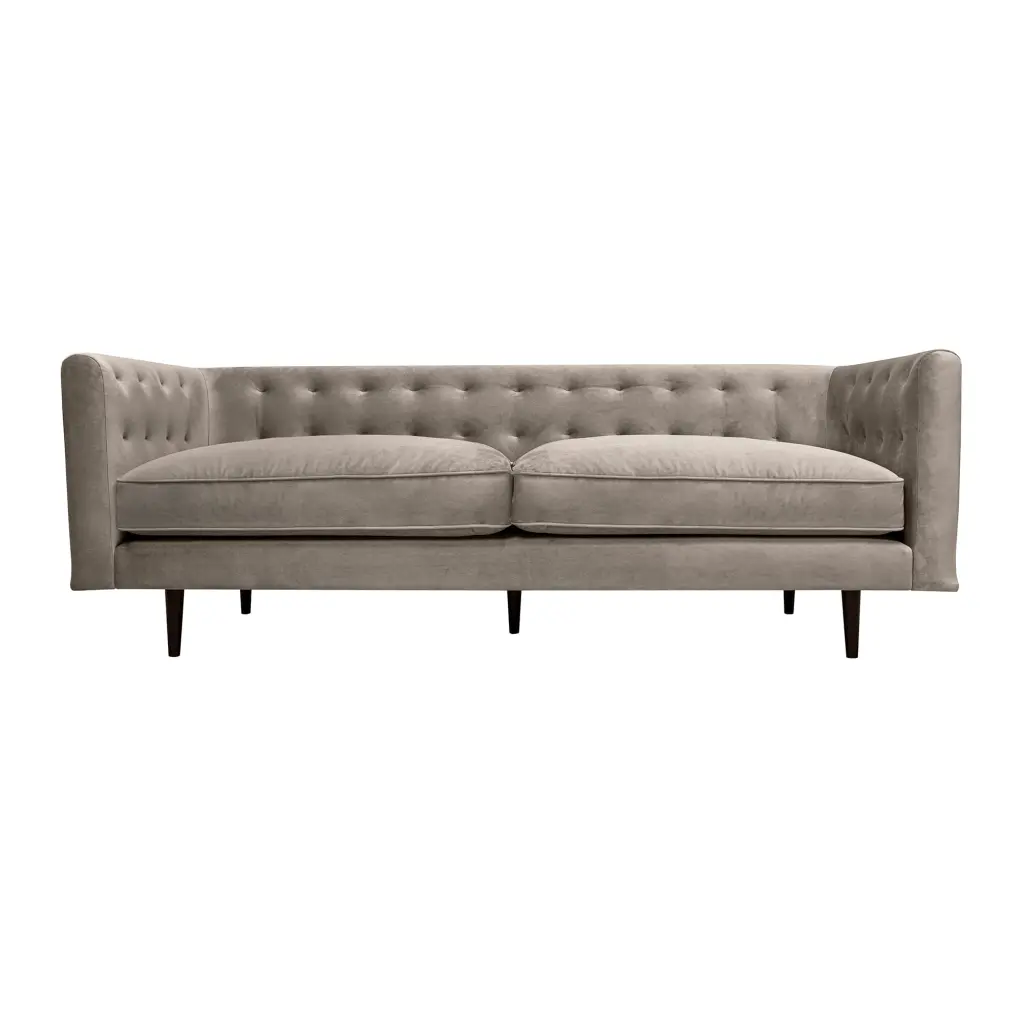 Armen Living Annabelle 80 Velvet & Wood Sofa Fossil Gray and Black - Elegant Living Room Furniture