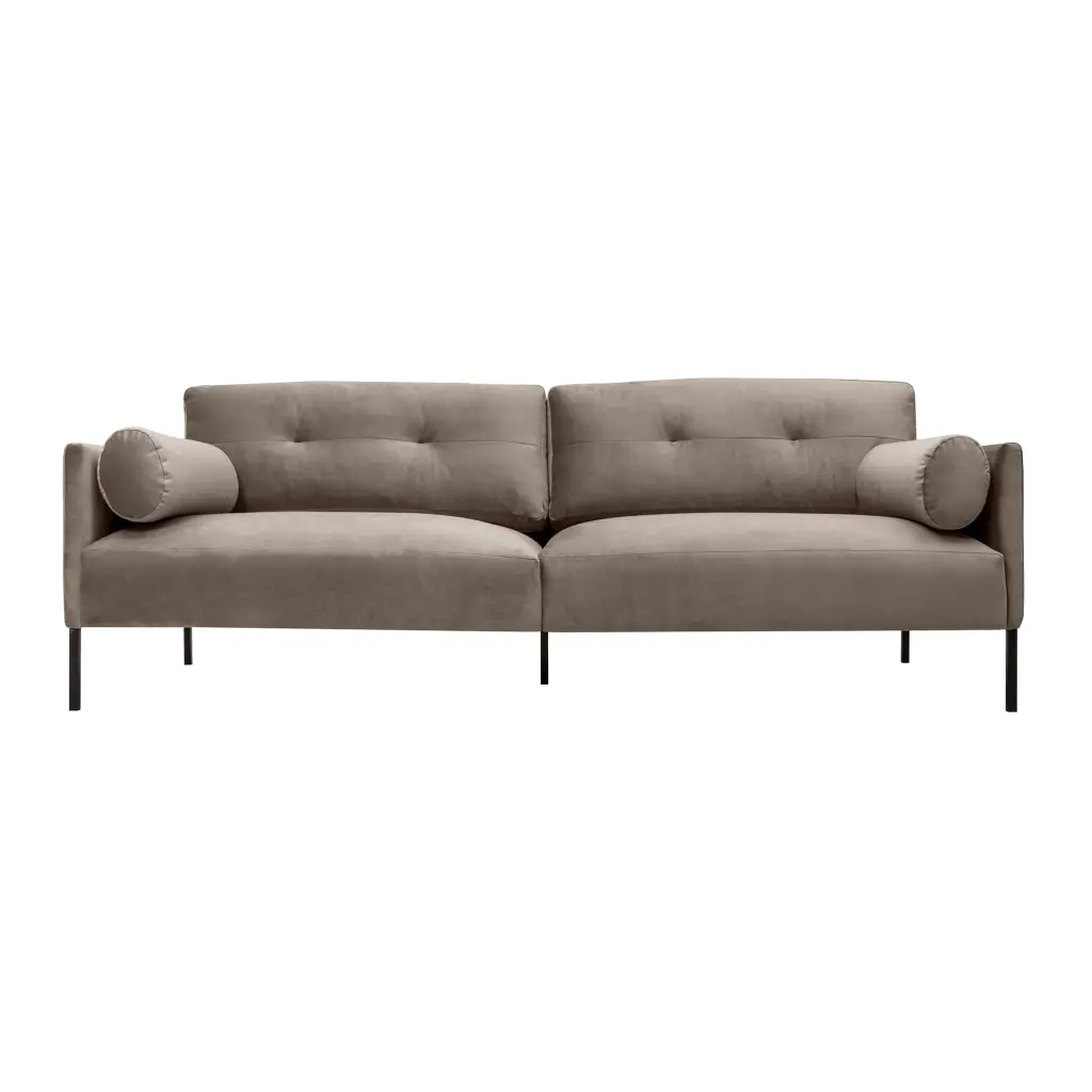 Armen Living Michalina 84 Velvet & Metal Sofa Fossil Gray and Black - Contemporary Design