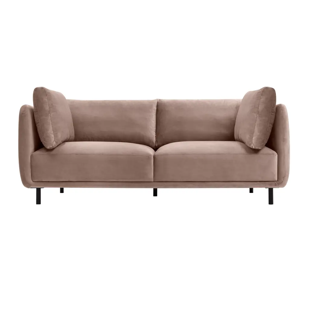 Armen Living Serenity 79 Velvet & Metal Sofa Mauve and Black - Contemporary Living Room Couch