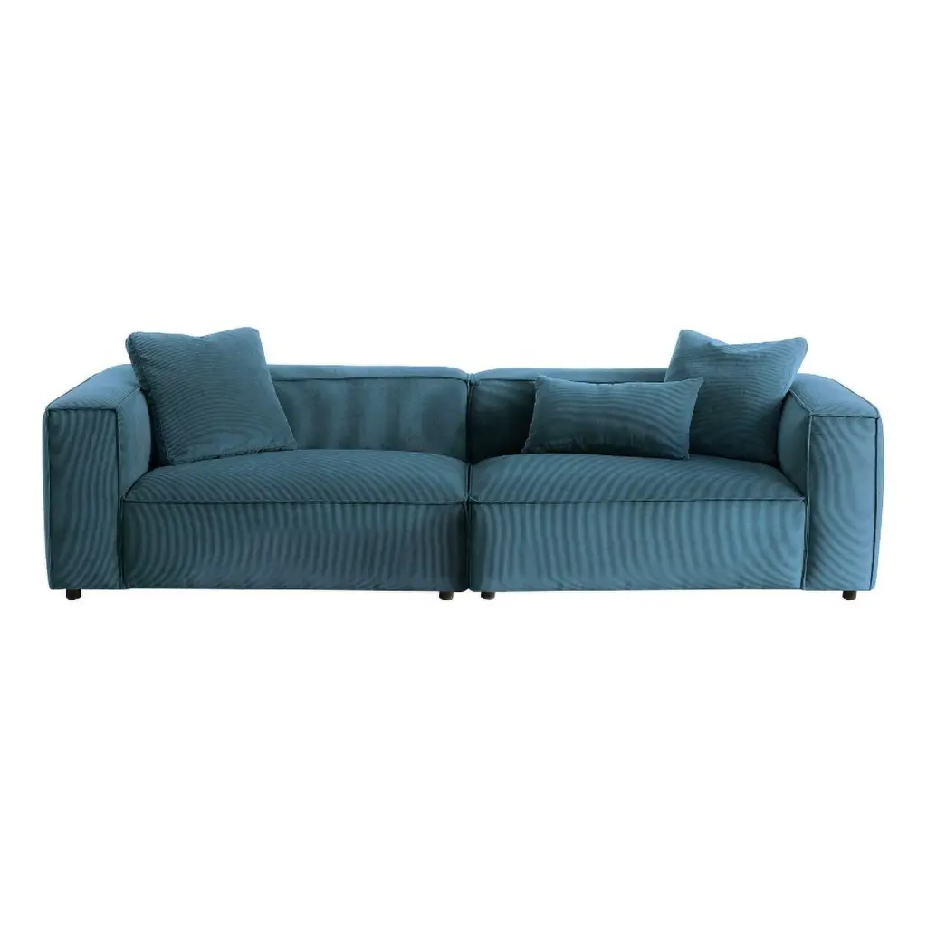 Ashcroft Mayville Modern Blue Upholstered Fabric Living Room Sofa