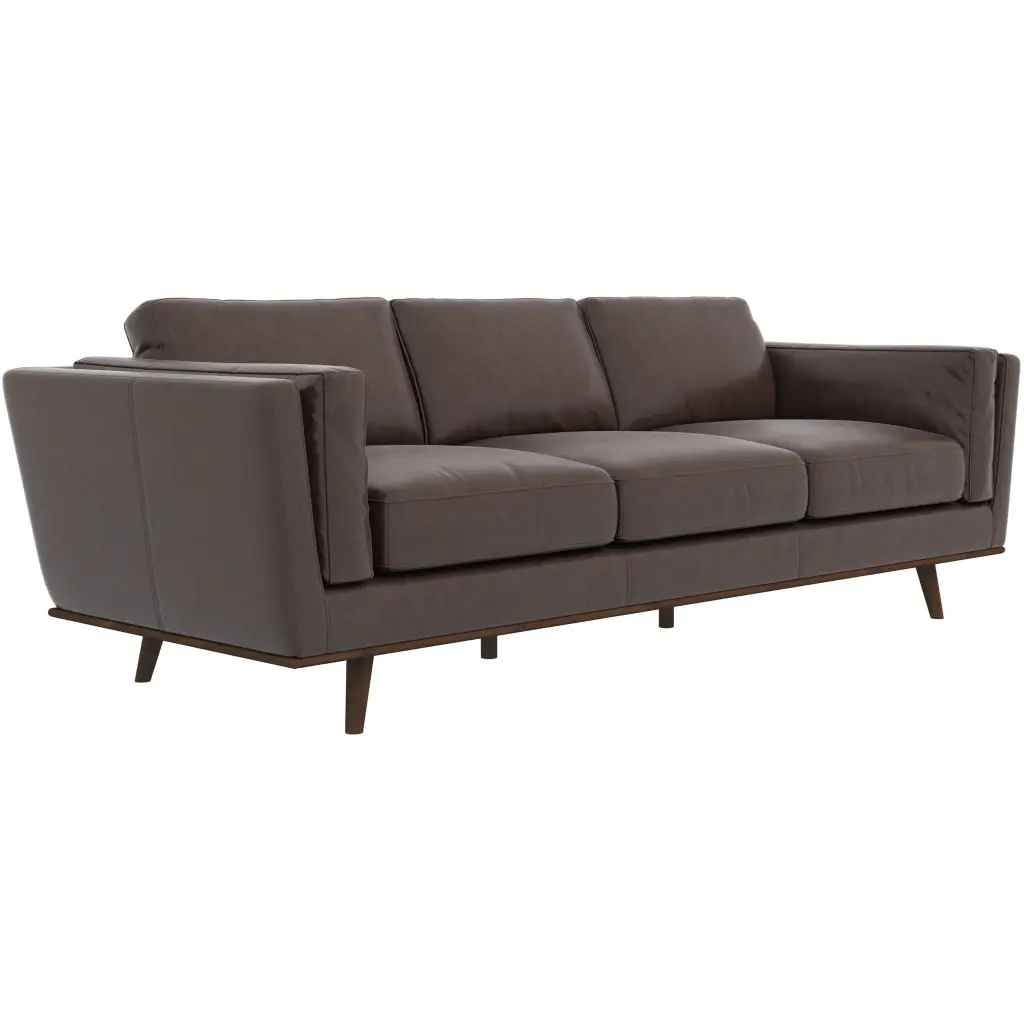 Augusta Modern Style Living Room Genuine Leather Sofa Brown Ashcroft