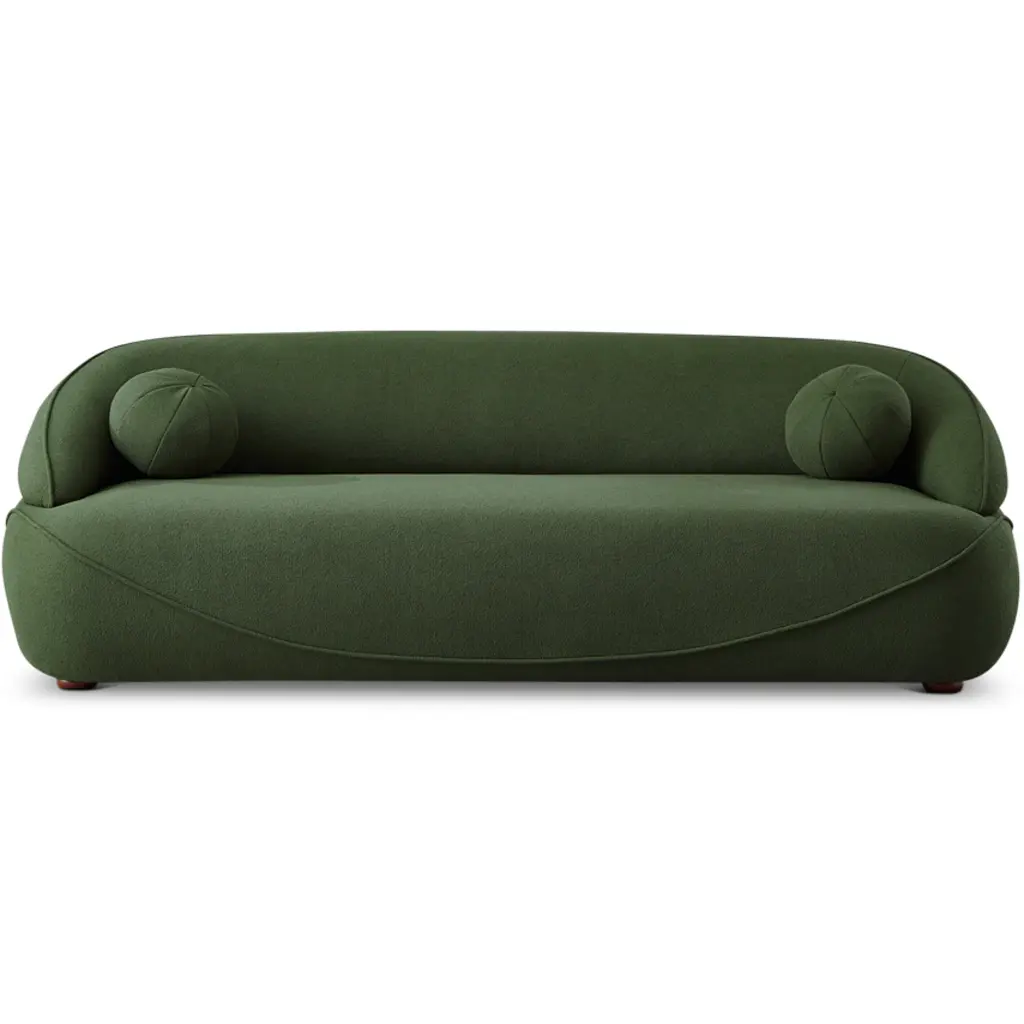 Borsan Modern Luxury Japandi Style Green Boucle Fabric Curvy Sofa Ashcroft