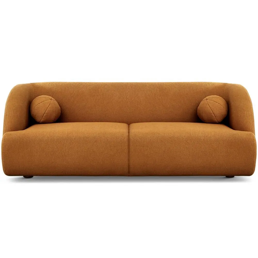 Querno Modern Luxury Japandi Style Boucle Fabric Curvy Sofa Couch Orange - Stylish Living Room Furniture Ashcroft