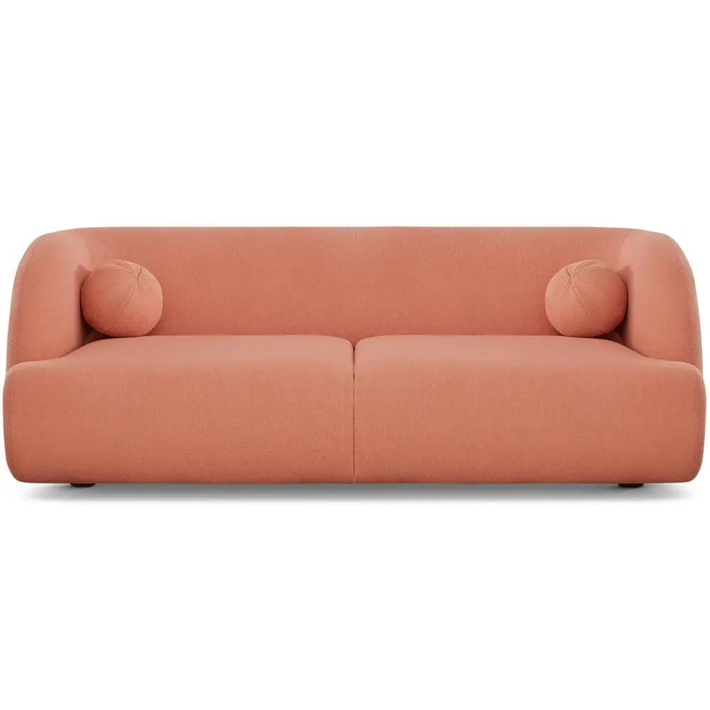 Querno Modern Luxury Japandi Style Pink Boucle Fabric Curvy Sofa Ashcroft