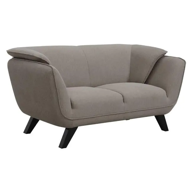 Naeli 65 Inch Compact Modern Loveseat Plush Brown Linen Upholstery Benzara