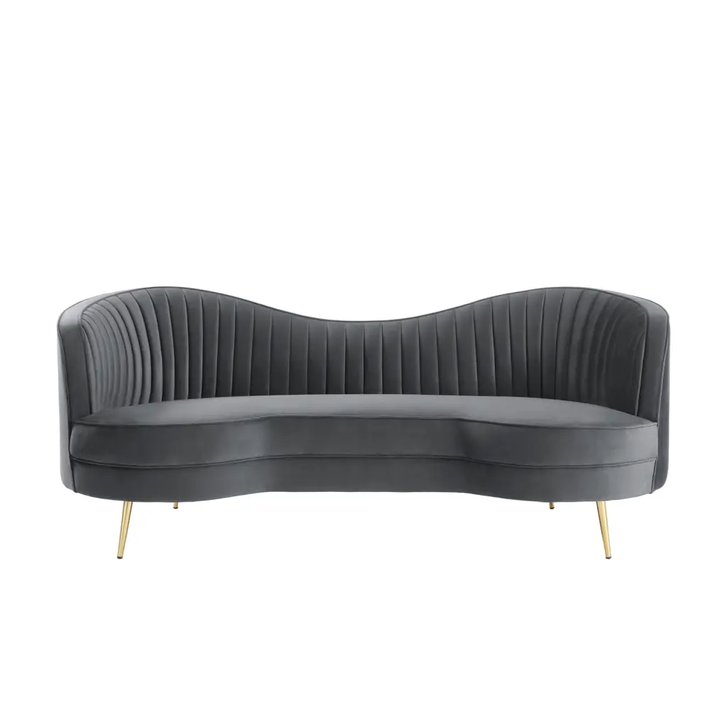 Wallace Modern Velvet Sofa Gray Contemporary Living Room Best Master Furniture