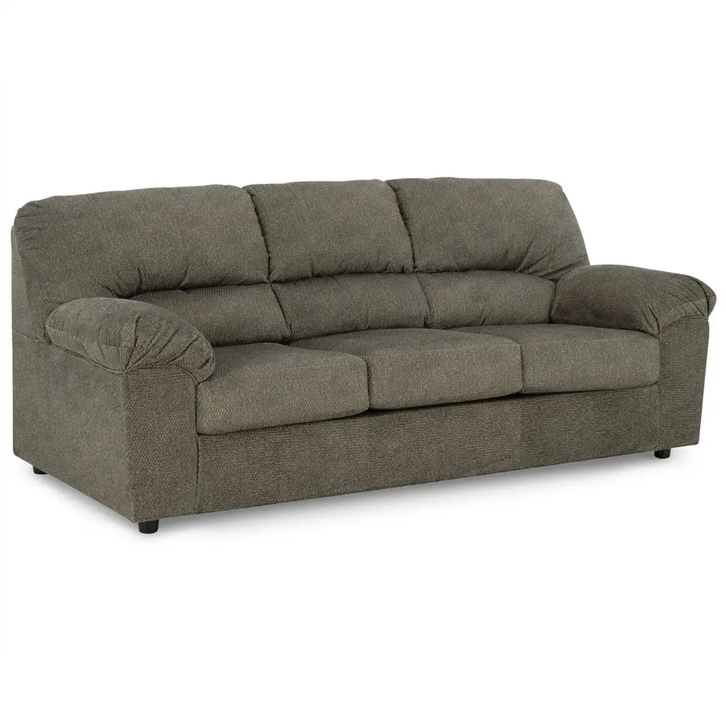 Bowery Hill Contemporary Gray Fabric & Solid Wood Sofa