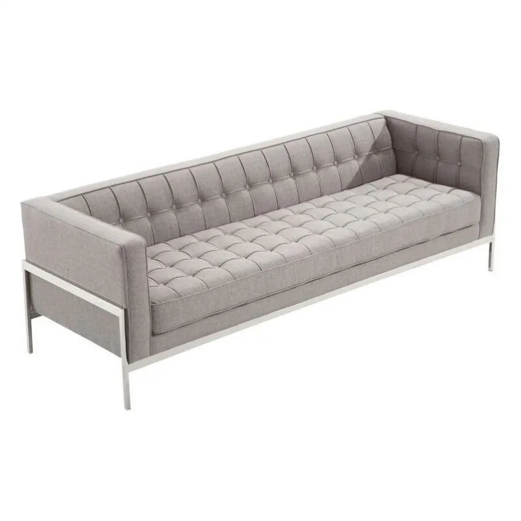 Hawthorne Collections Modern Fabric Upholstered Sofa Steel Legs Gray