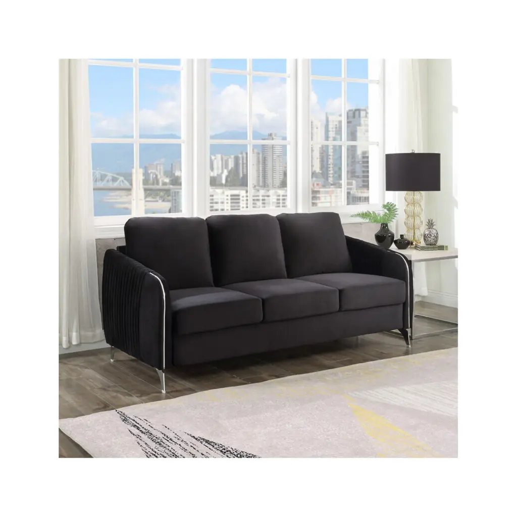 Homestock City Chic Velvet Modern Chic Sofa Couch Contemporary Living Spaces