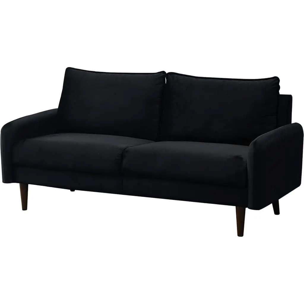 Hybition Velvet Sofa Modern Couch Wooden Legs Living Room - Black