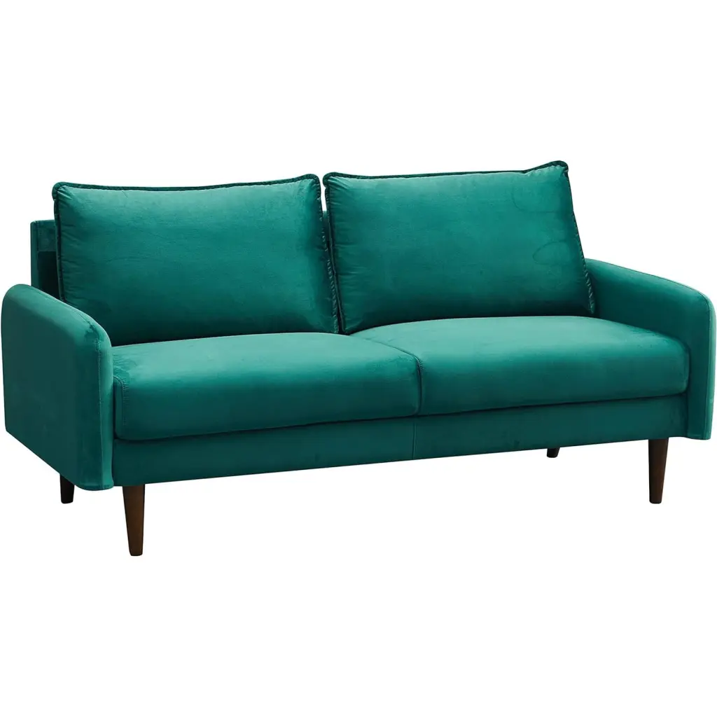 Hybition Velvet Sofa Modern Couch Wooden Legs Living Room - Green