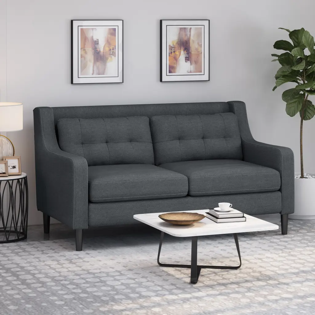 Modern Style Loveseat Charcoal Wood Paper Glass Jamini