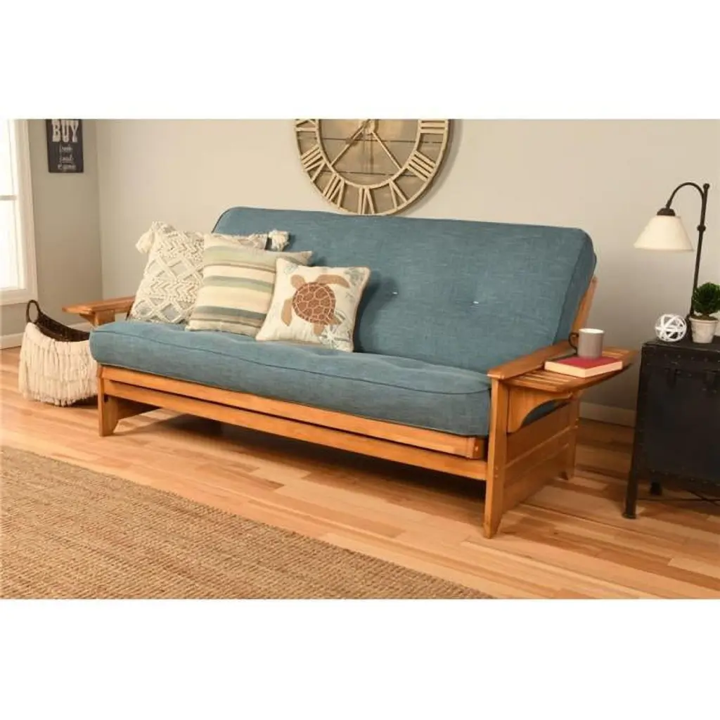 Kodiak Furniture Phoenix Frame Linen Fabric Mattress - Aqua Blue Butternut Sofa