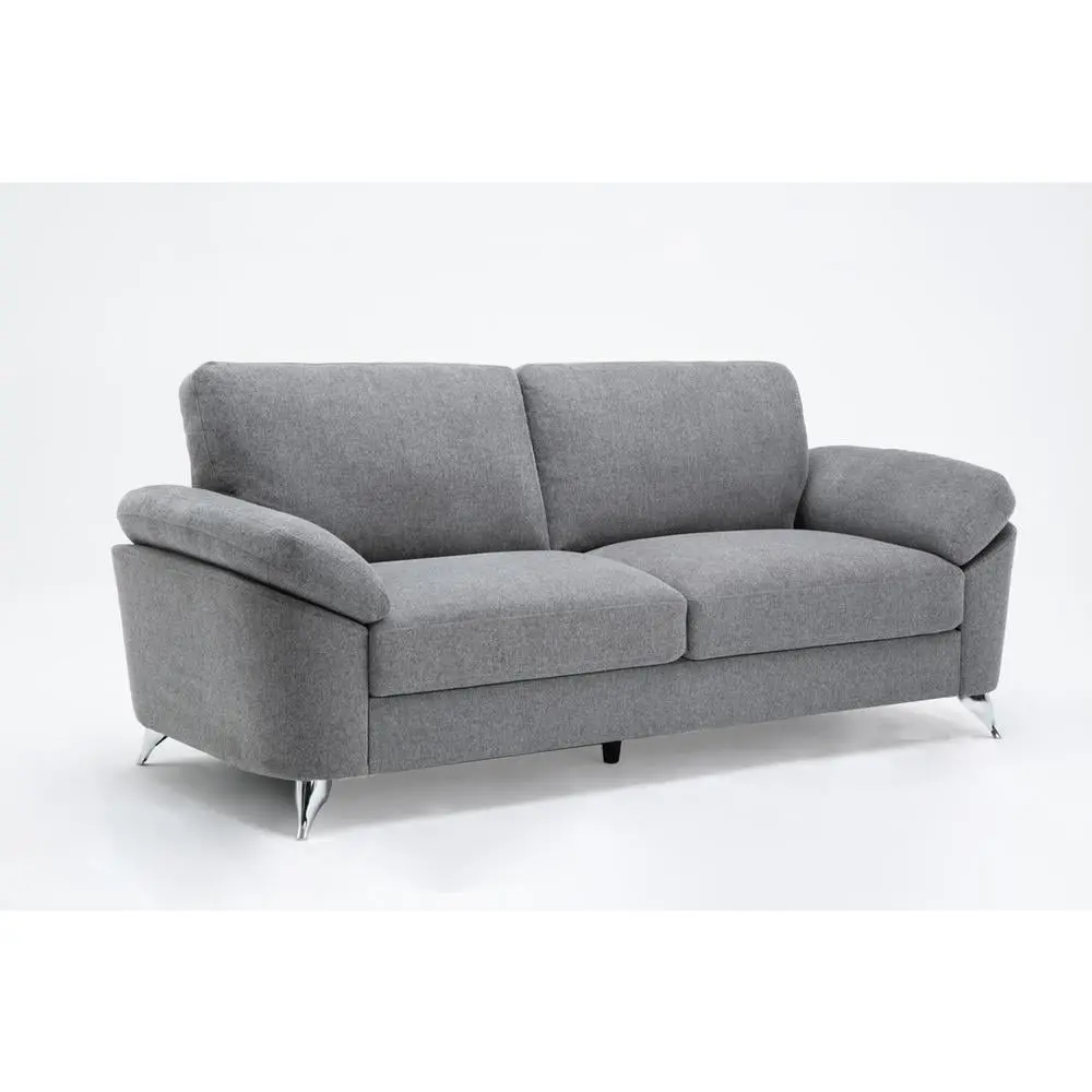 Lilola Home Villanelle Linen Fabric Sofa Padded Armrest Light Gray