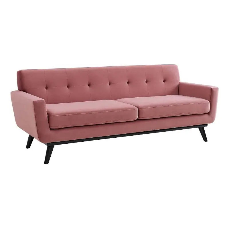 Maklaine Modern Tufted Back Dusty Rose Pink Performance Velvet Sofa