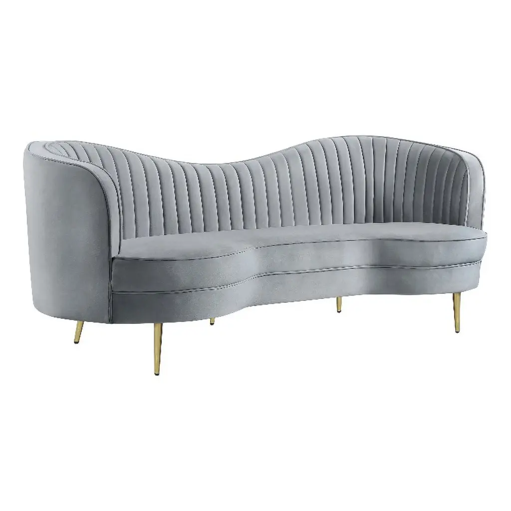 Maklaine Modern Upholstered Velvet Sofa Camel Back Gray Contemporary Living Room