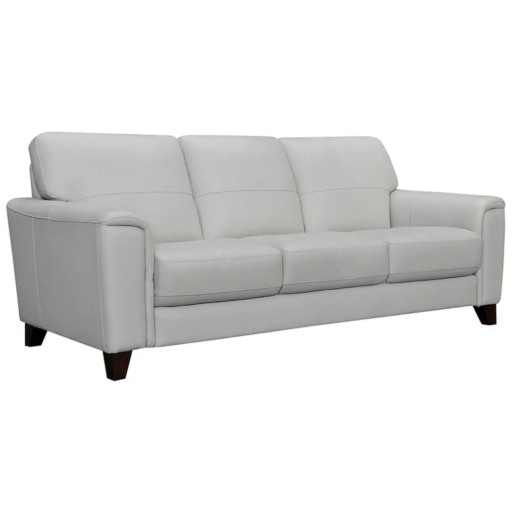 Maklaine Square Modern Gray Leather Arm Sofa Wood Frame