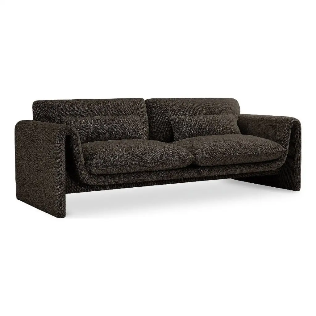 Meridian Furniture Stylus Brown Boucle Fabric Sofa - Contemporary Living Room Couch