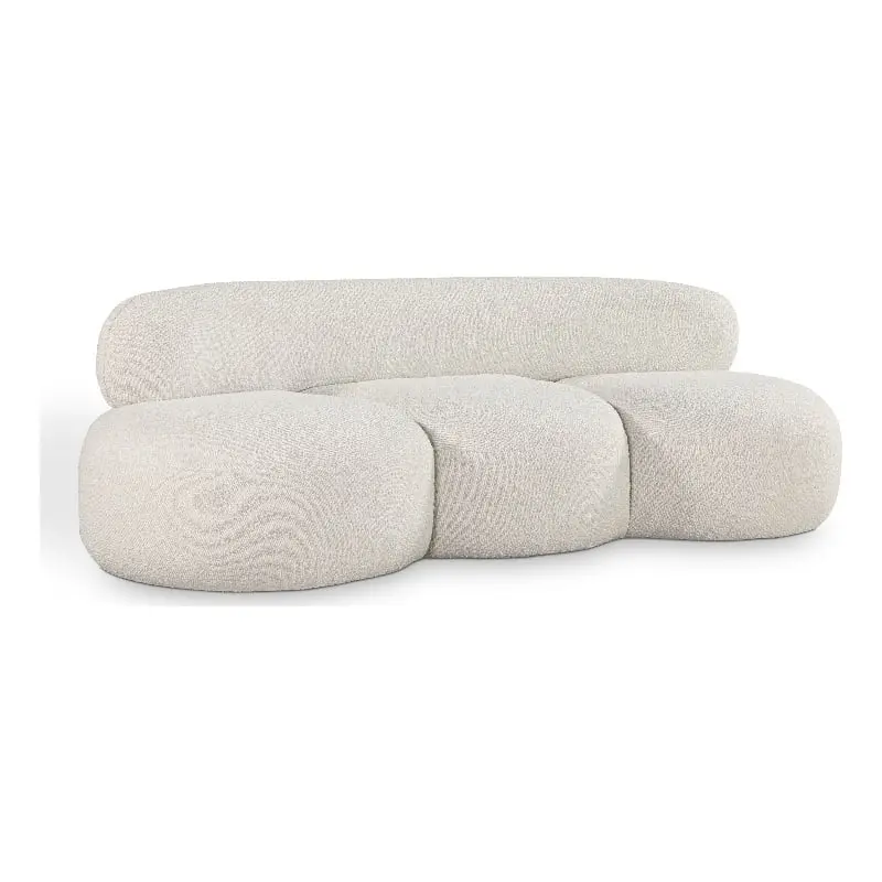 Meridian Furniture Venti Cream Boucle Fabric Sofa - Luxurious Living Room Seating