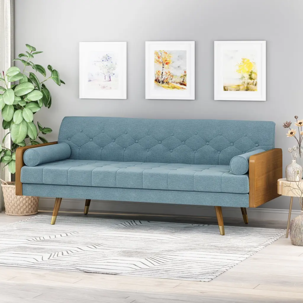 Miekor Furniture Aidan Mid Century Modern Tufted Fabric Sofa B3A931
