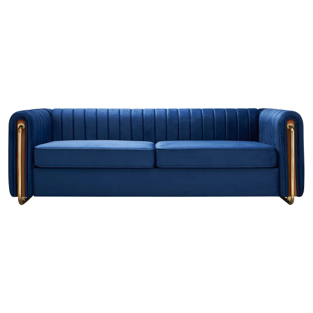 Modern Velvet Sofa Blue Contemporary Living Room Miekor