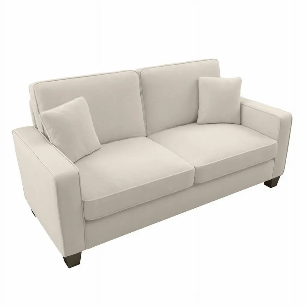 Pemberly Row Modern 73W Cream Herringbone Fabric Sofa