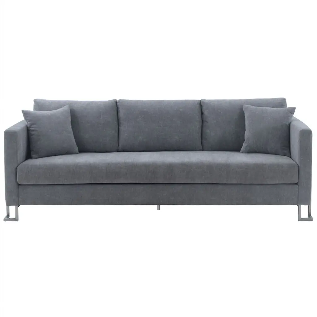 Pemberly Row Upholstered Fabric and Metal Sofa Gray Stainless Steel