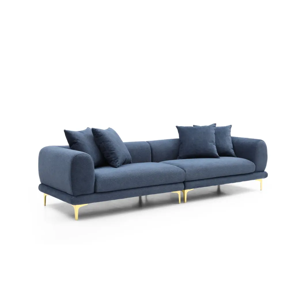 108.3 Luxurious Modern Blue 4-Seater Fabric Sofa Living Rooms and Offices Ponnky