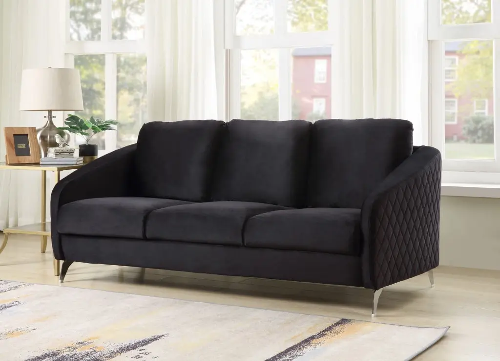 Sofia Black Velvet Modern Chic Sofa Couch Living Room SSJL