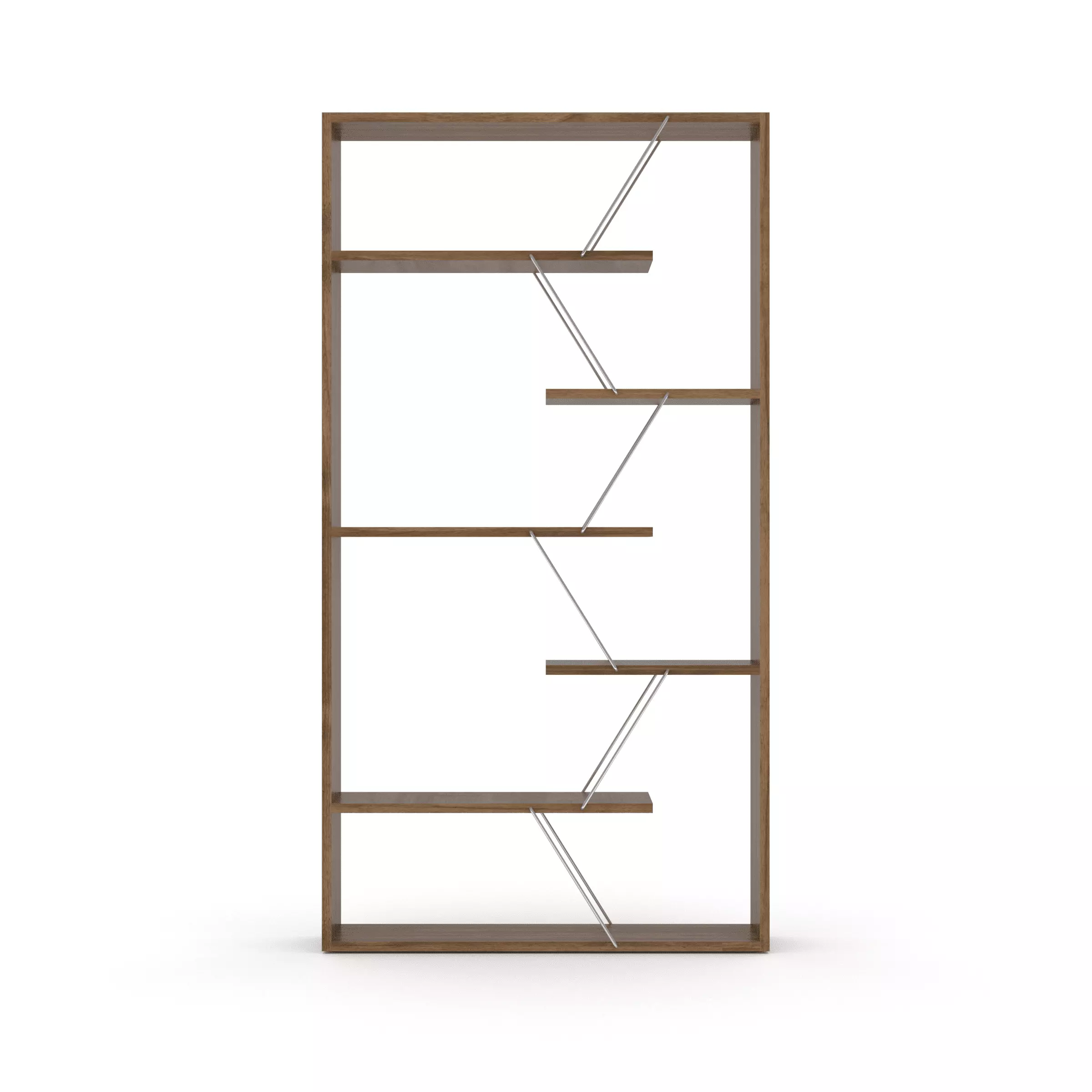 Bookshelf Corner Bookshelf 6-Tier Modern Shelves Walnut and Chrome Office General