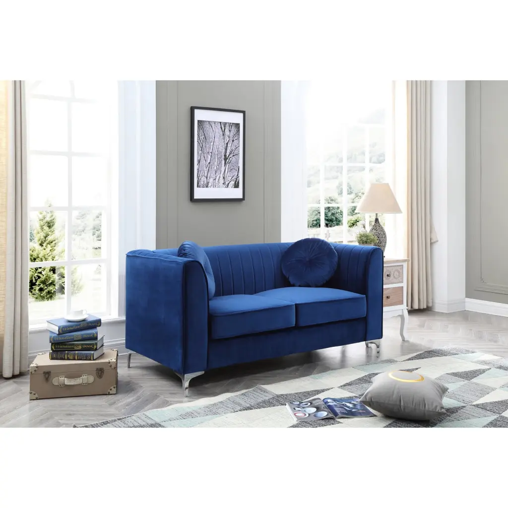 Homestock Urban Oasis Navy Blue Loveseat Contemporary Living Room Sofa