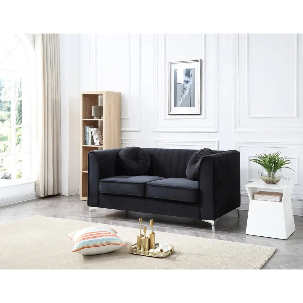 Maykoosh Rustic Refinement Black Loveseat Modern Living Room